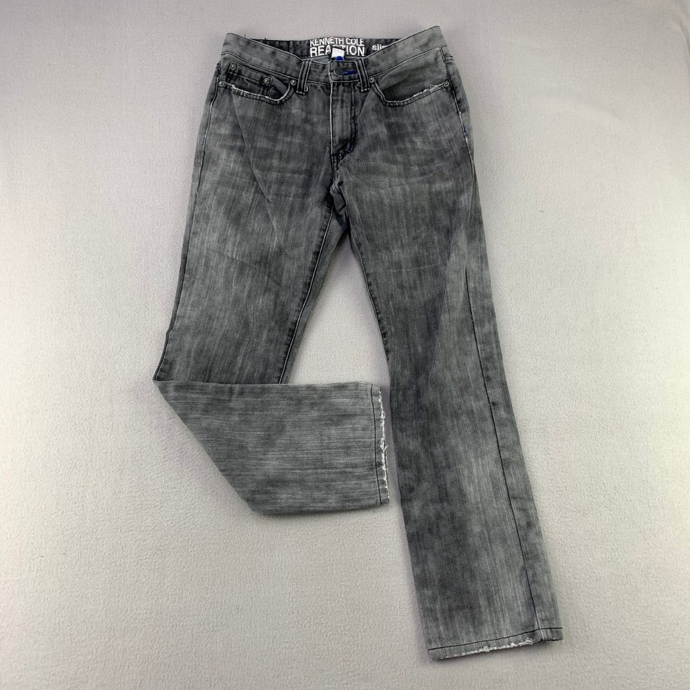 Kenneth Cole Jeans Slim-Straight Mens 28x30 Black Acid Wash Denim Comfort Flex
